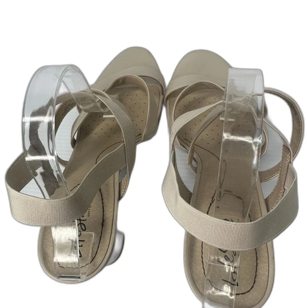 LifeStride Block Heel Sandals 13 Strappy Comfort Dressy Wedding Cream Artist